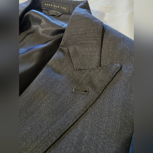 Indochino 3-Piece Charcoal Gray Custom Suit Jacket Vest Pants 36S Slim Fit